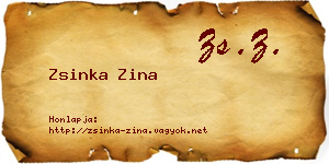 Zsinka Zina névjegykártya